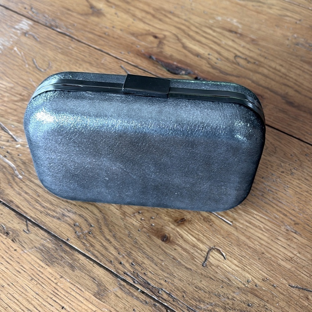 BANANA REPUBLIC Convertible Clutch Bag Mini Handbag Metallic Gunmetal Y2K Formal